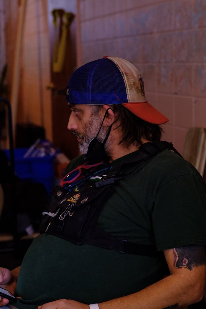 Behind the scenes photo 79 from Clone Cops production showing art assistant ecan bean on the set of clone cops